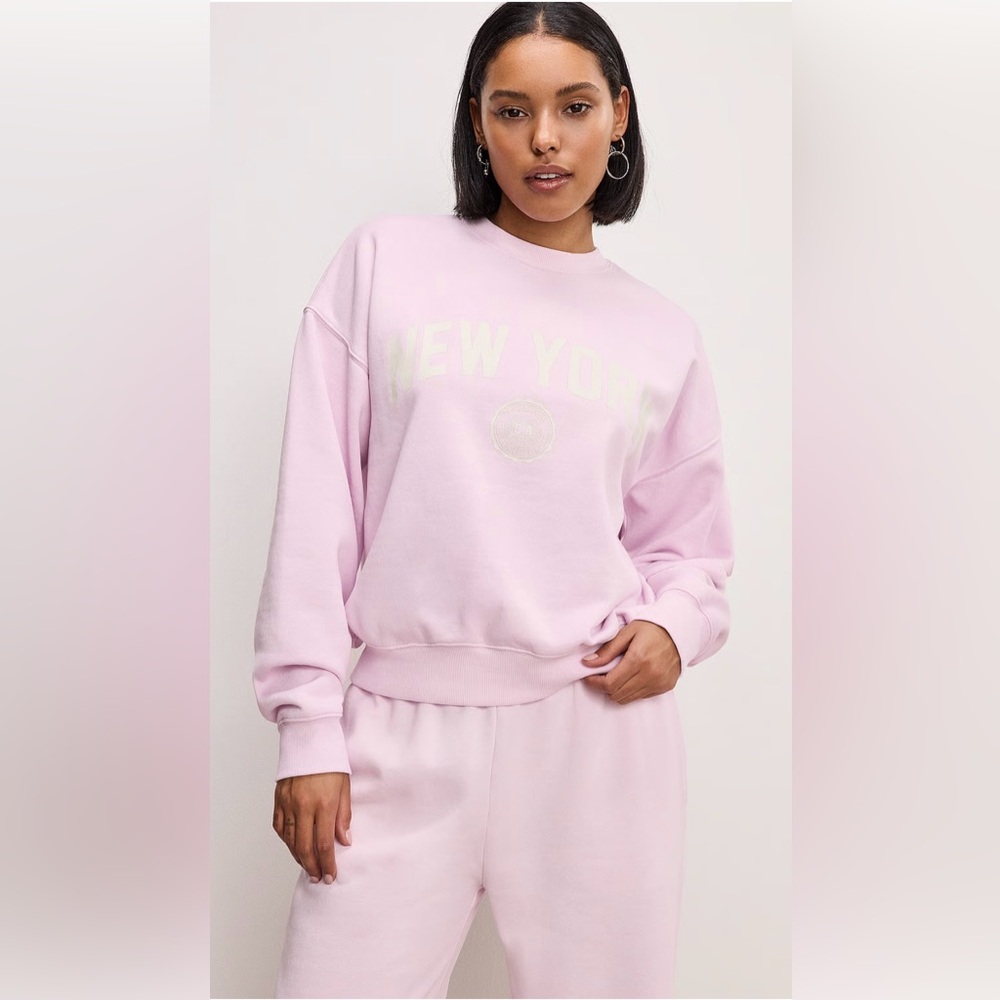 GOOD AMERICAN Brushed Fleece Crewneck